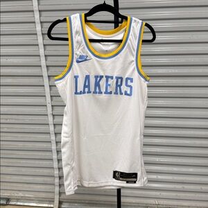 Nike White Lakers Jersey with Blue and Yellow Trim
